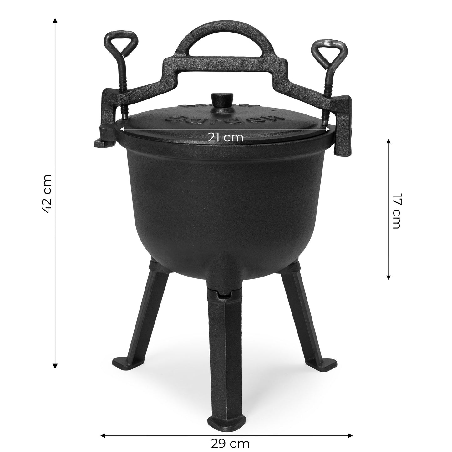 Cast Iron Cauldron 5L with Stand for Campfire Cooking