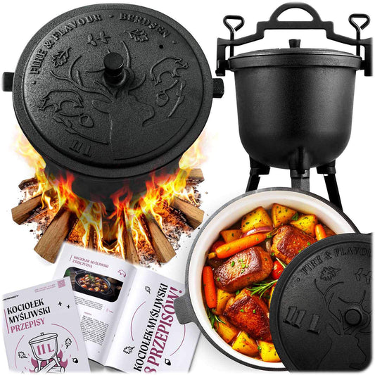 Cast Iron Enamel Pot 11L for Campfire or Grill
