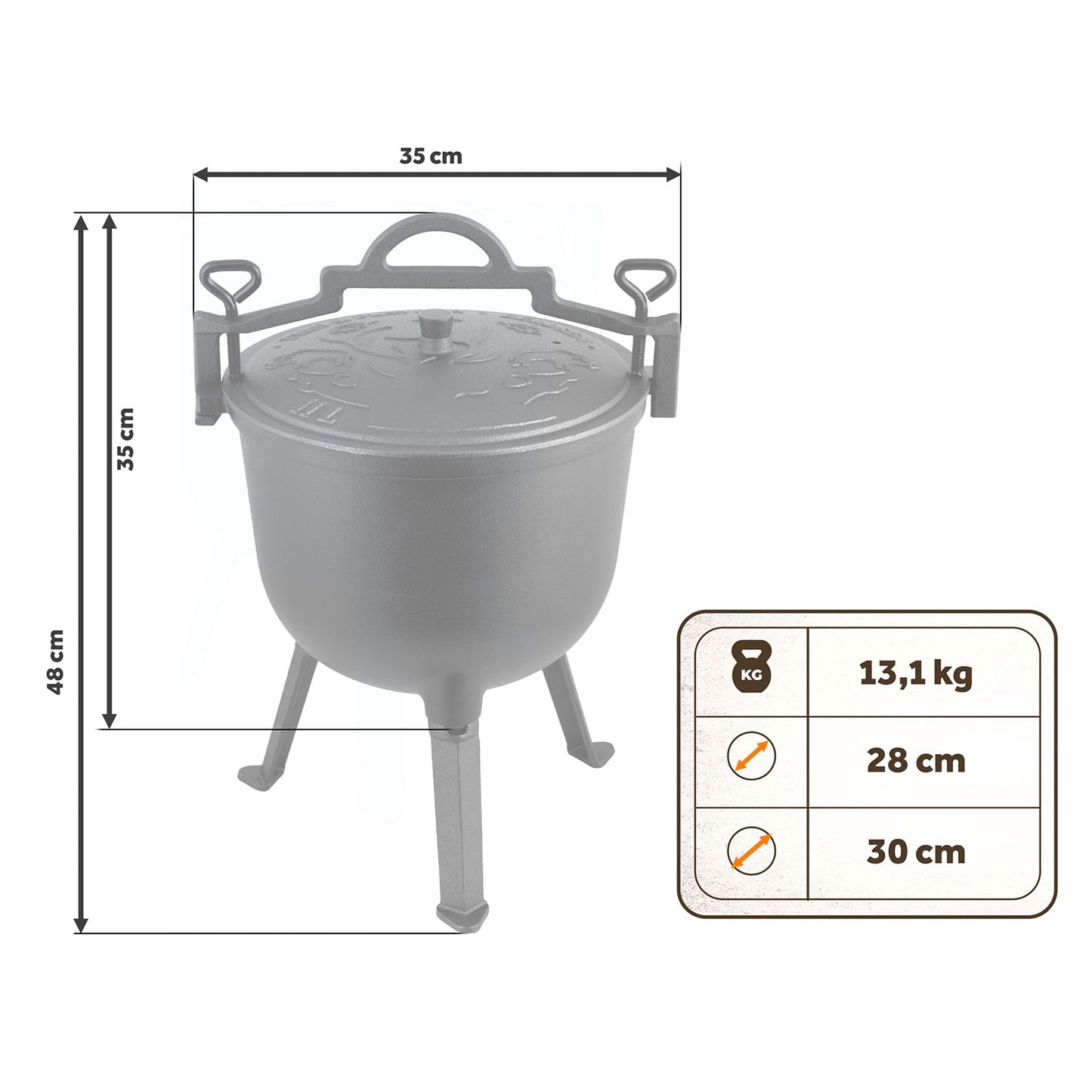 Cast Iron Enamel Pot 11L for Campfire or Grill