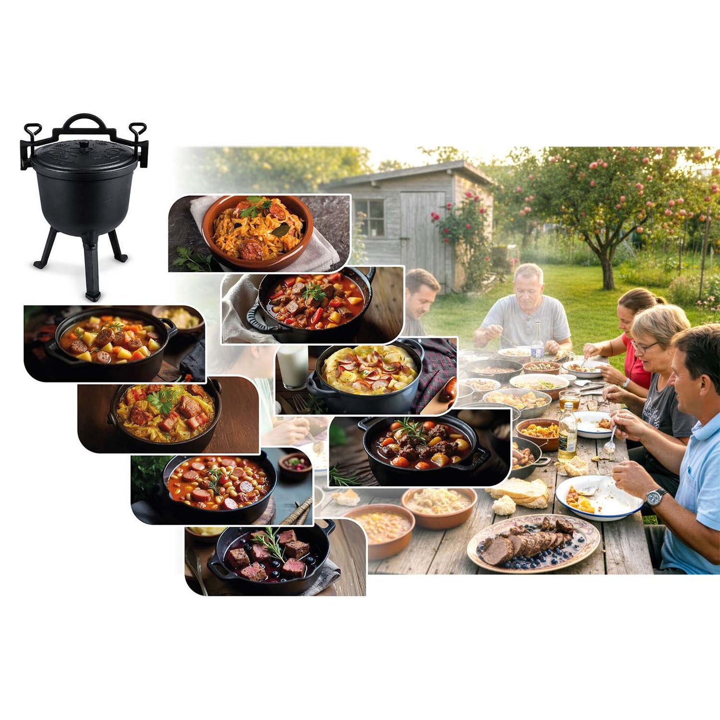 Cast Iron Enamel Pot 11L for Campfire or Grill
