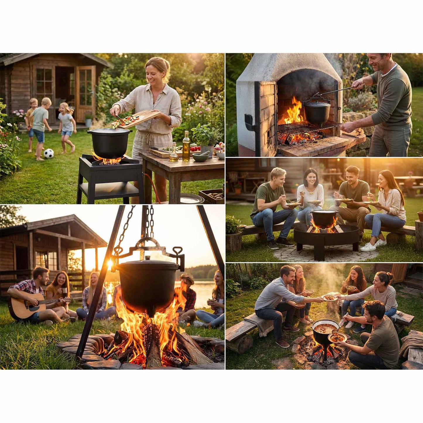 Cast Iron Enamel Pot 11L for Campfire or Grill