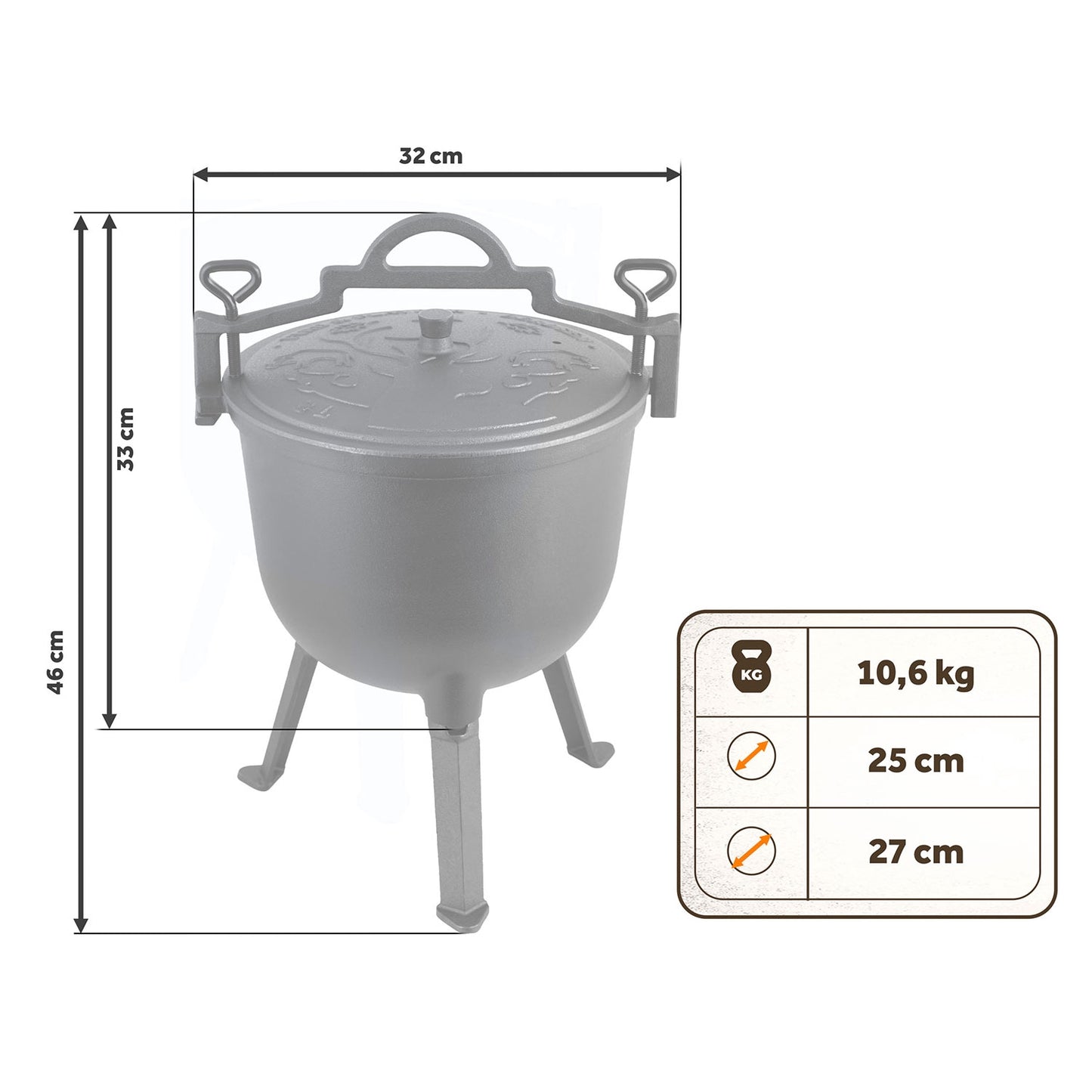 Cast Iron Enamel Pot 8L for Campfire Cooking