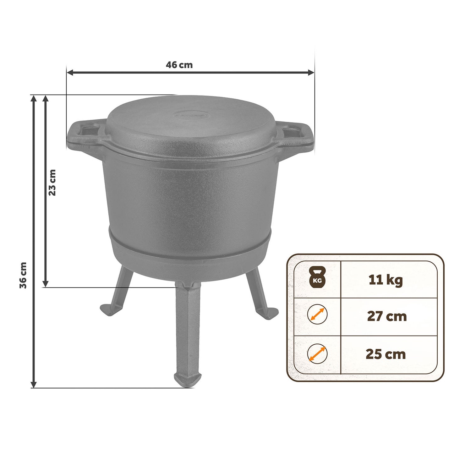Cast Iron Enamel Pot 8L with Grill Pan for Campfire Cooking