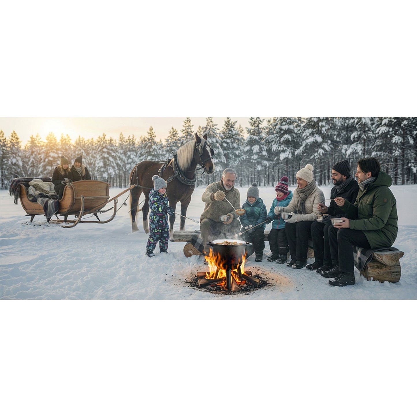Cast Iron Enamel Pot 8L with Grill Pan for Campfire Cooking