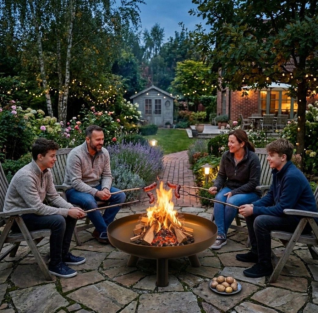 Cast Iron Garden Fire Pit, 60 cm Diameter, Weather-Resistant