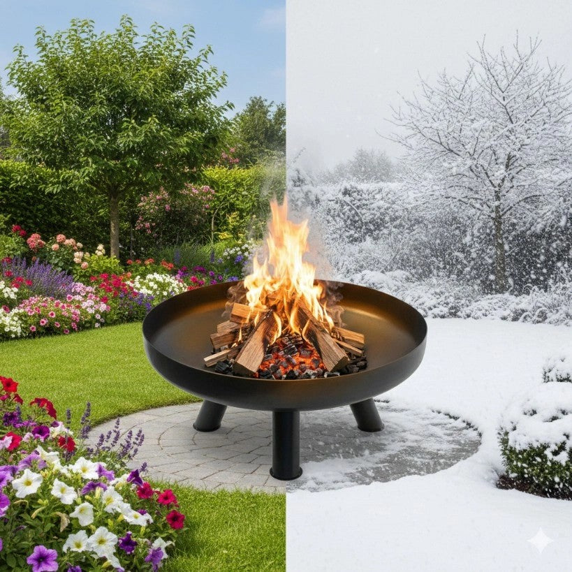 Cast Iron Garden Fire Pit, 60 cm Diameter, Weather-Resistant