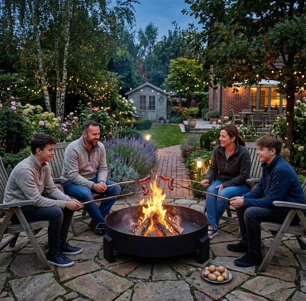 Cast Iron Garden Fire Pit with Handles, 60 cm