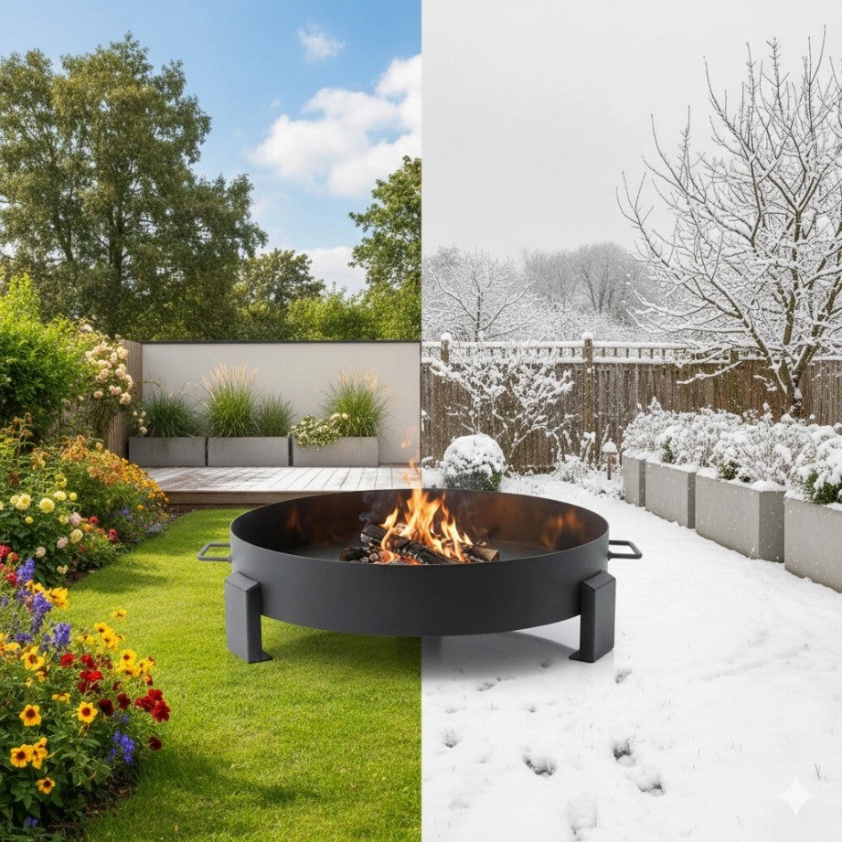Cast Iron Garden Fire Pit with Handles, 60 cm
