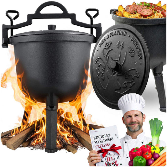 Cast Iron Pot 11L for Campfire and Grill Cooking
