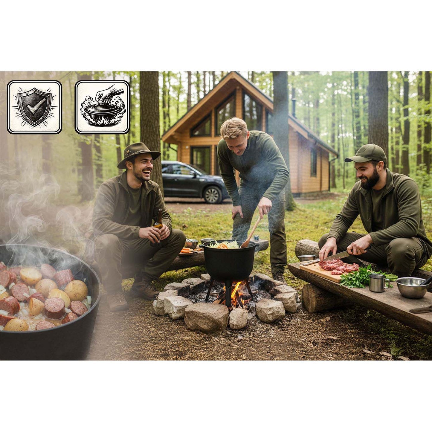 Cast Iron Pot 8L for Campfire Cooking and Grilling