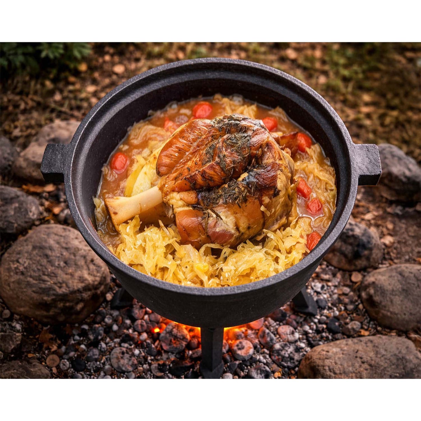 Cast Iron Pot 8L for Campfire Cooking and Grilling