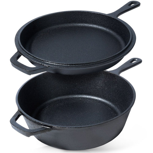 Cast Iron Pot and Frying Pan Set for Versatile Cooking