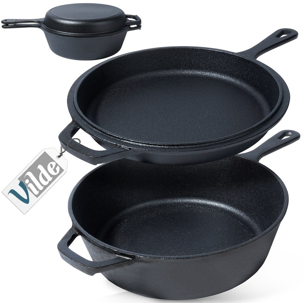 Cast Iron Pot and Frying Pan Set for Versatile Cooking