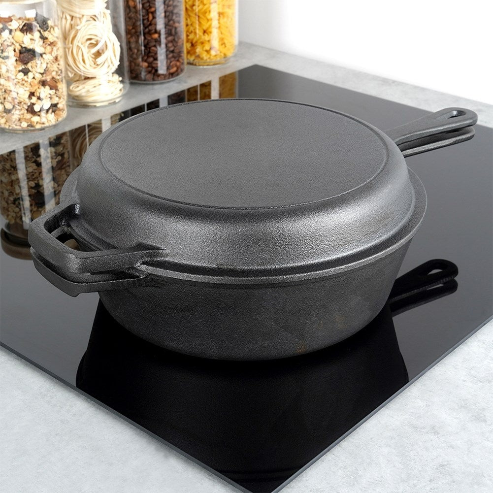 Cast Iron Pot and Frying Pan Set for Versatile Cooking