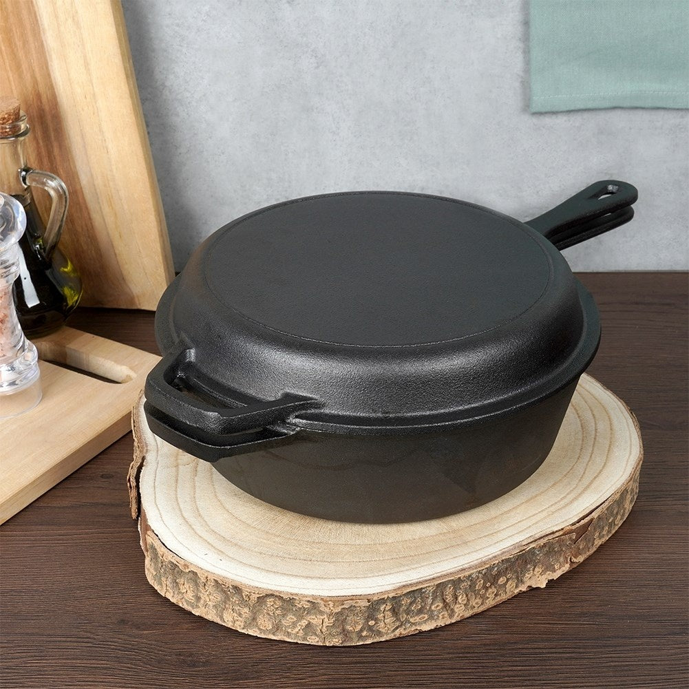 Cast Iron Pot and Frying Pan Set for Versatile Cooking