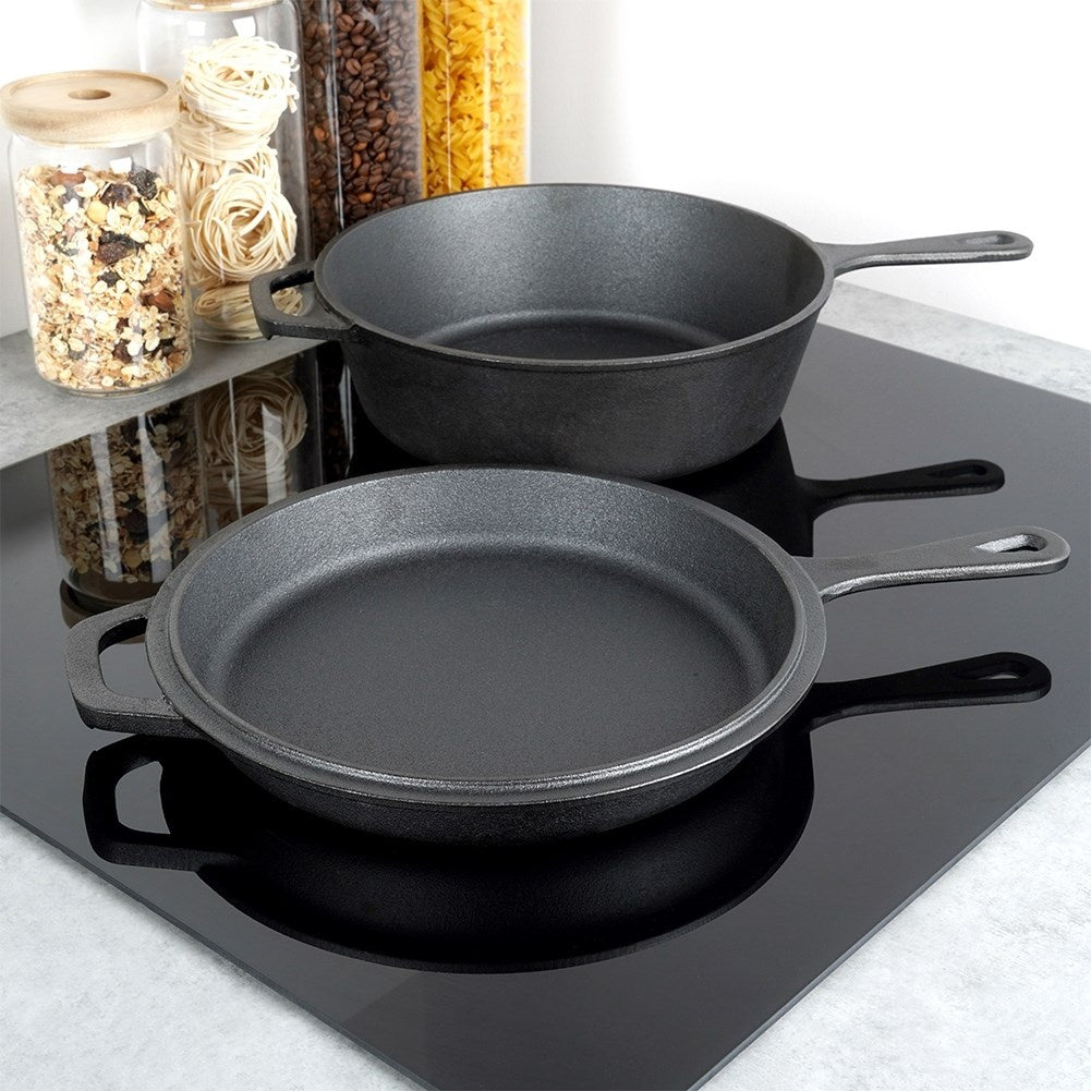 Cast Iron Pot and Frying Pan Set for Versatile Cooking