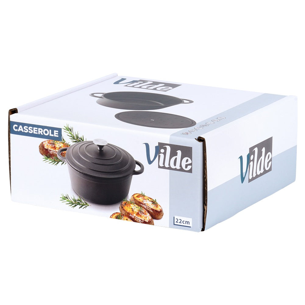 Cast Iron Pot with Lid, 22 cm, 2.6 L Capacity
