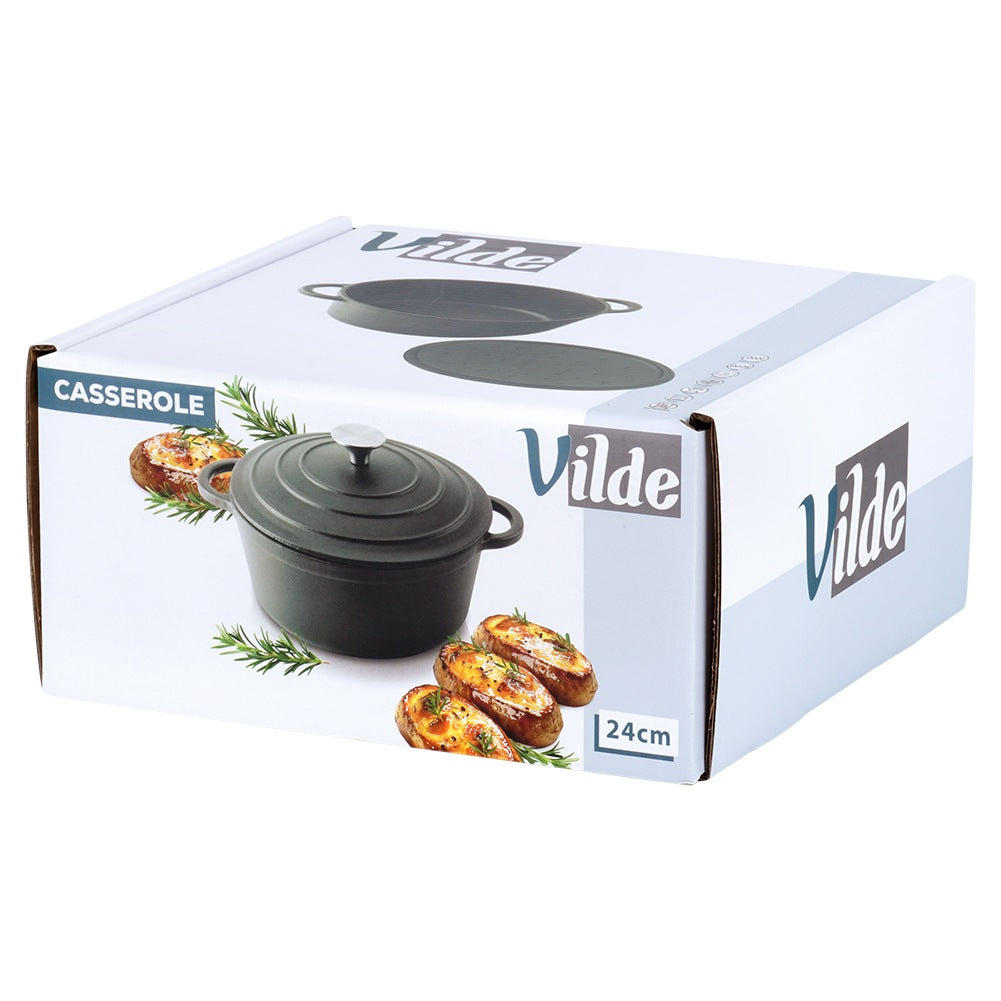 Cast Iron Pot with Lid, 24 cm, 3.9 L Capacity