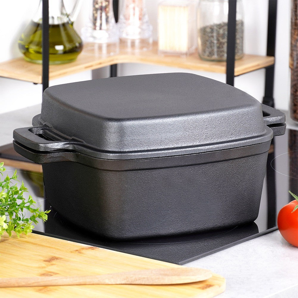 Cast Iron Pot with Lid, 2-in-1, 25 cm, 4.5L/1.8L