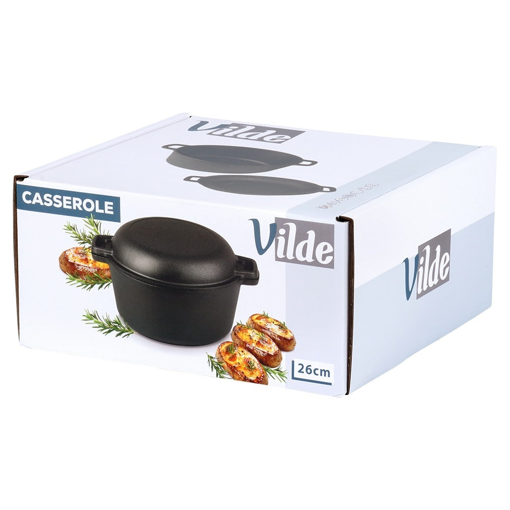 Cast Iron Pot with Lid, 2-in-1, 26 cm, 4.5L/1.6L