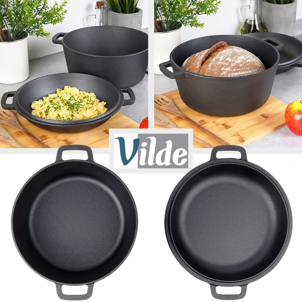 Cast Iron Pot with Lid, 2-in-1, 26 cm, 4.5L/1.6L