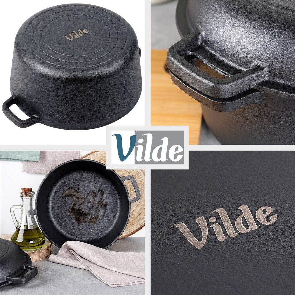 Cast Iron Pot with Lid, 2-in-1, 26 cm, 4.5L/1.6L