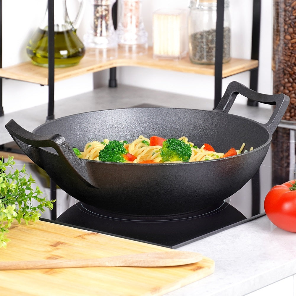 Cast Iron Wok Pan, 32 cm