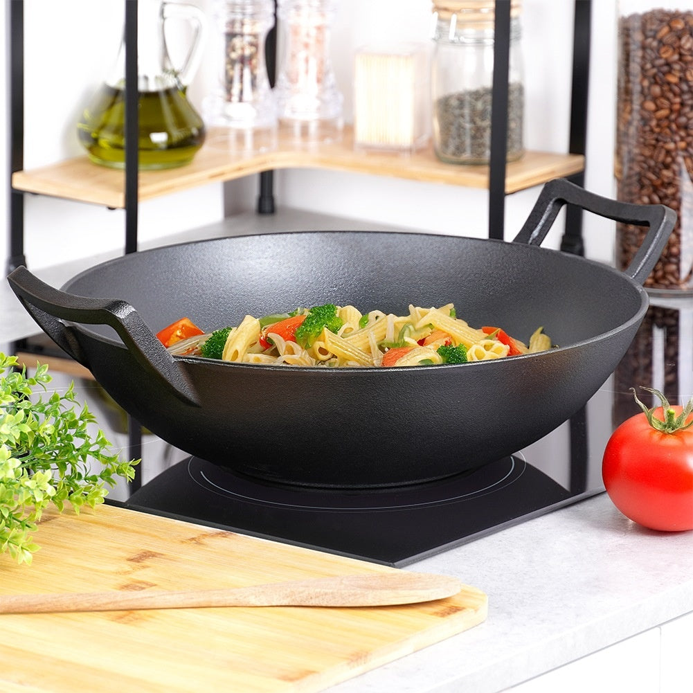 Cast Iron Wok Pan, 36 cm