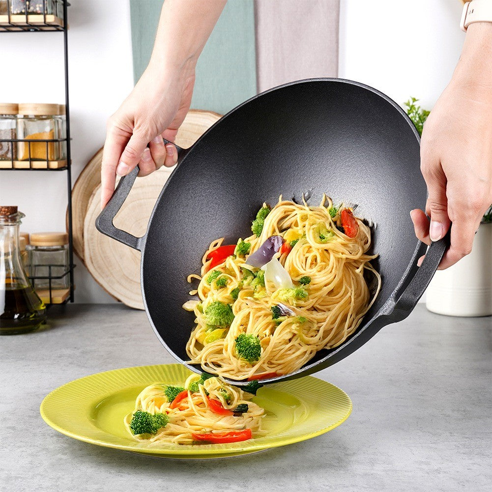 Cast Iron Wok Pan, 36 cm
