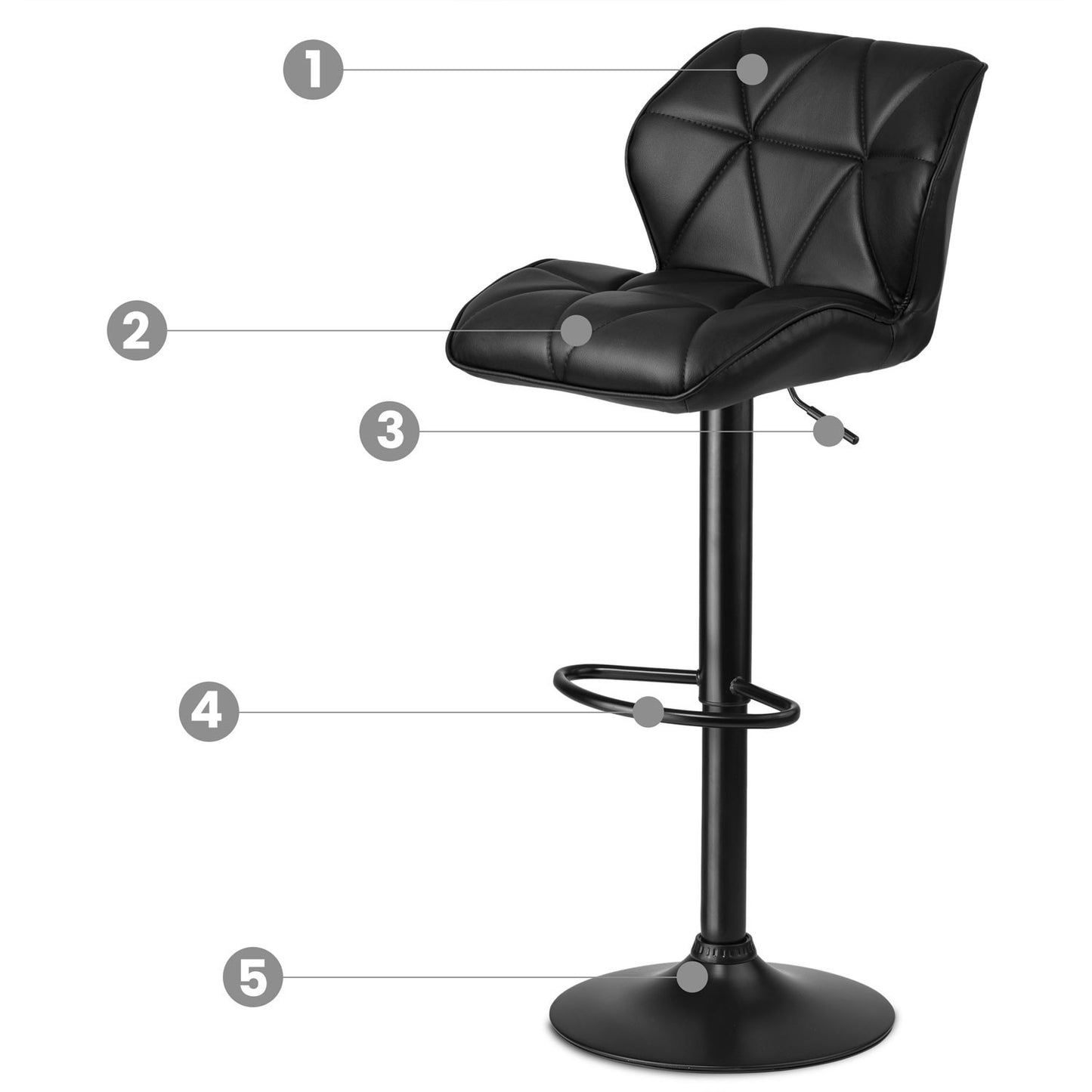 Castel bar stool with backrest, black