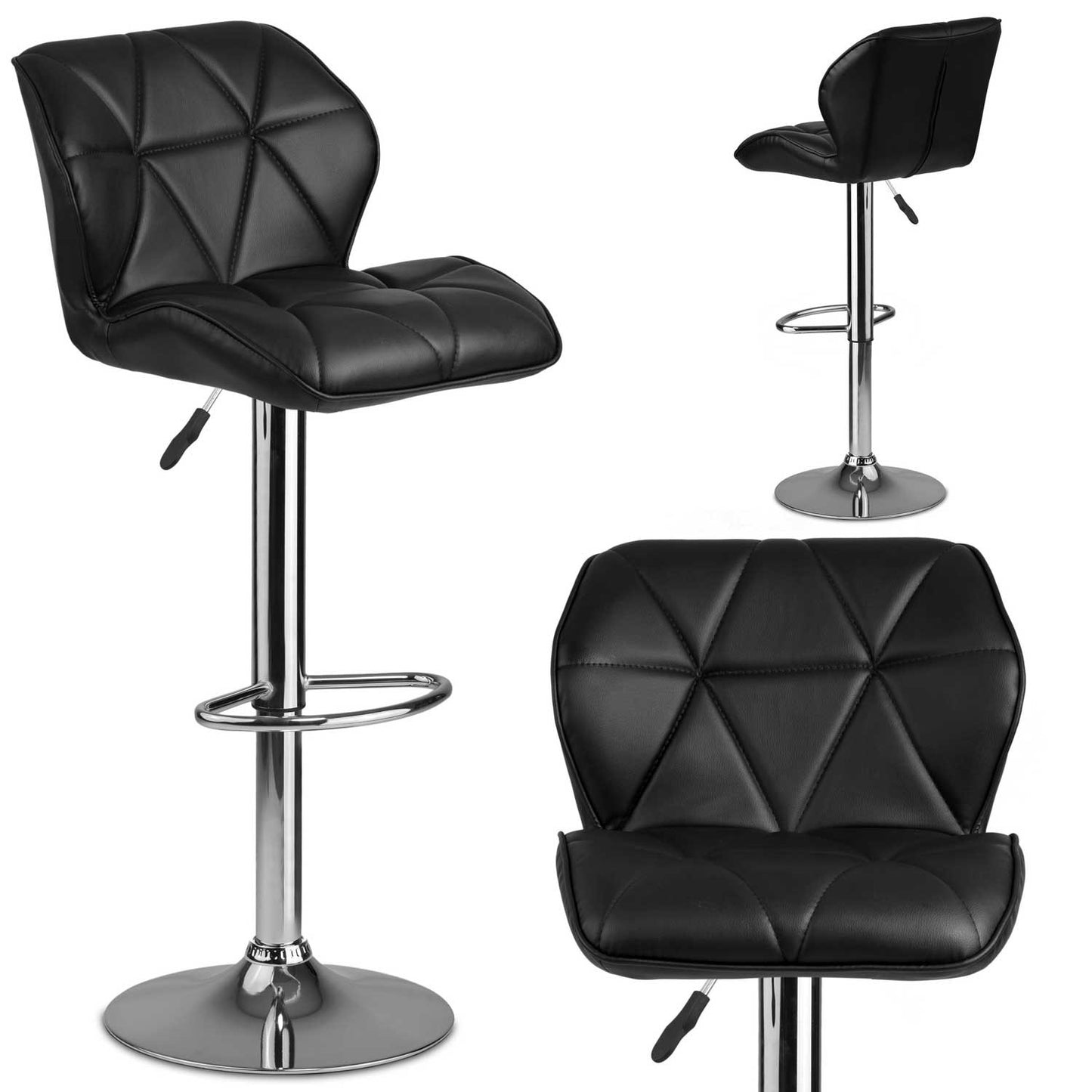 Castel bar stool with backrest, black