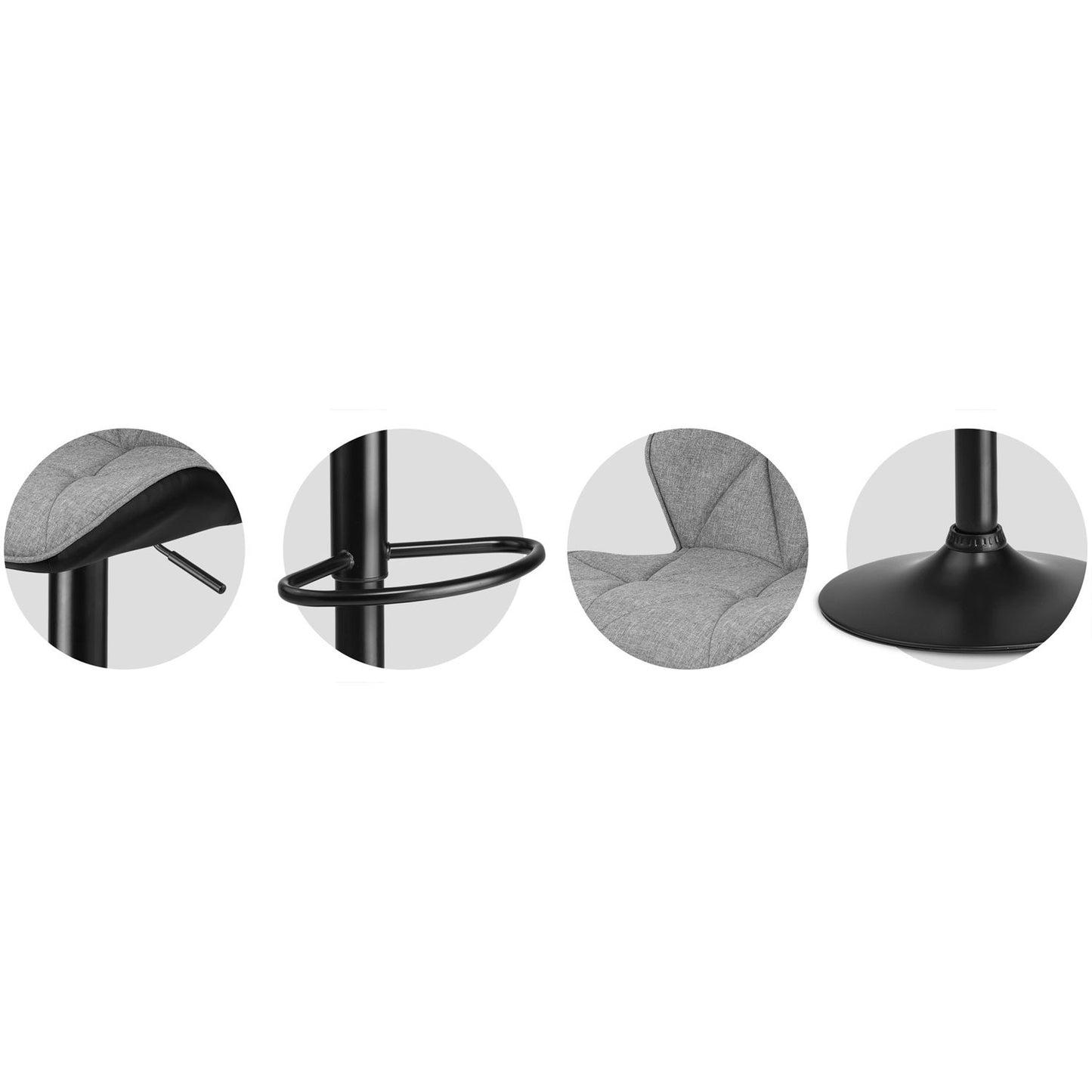 Castel bar stool with backrest, black and gray