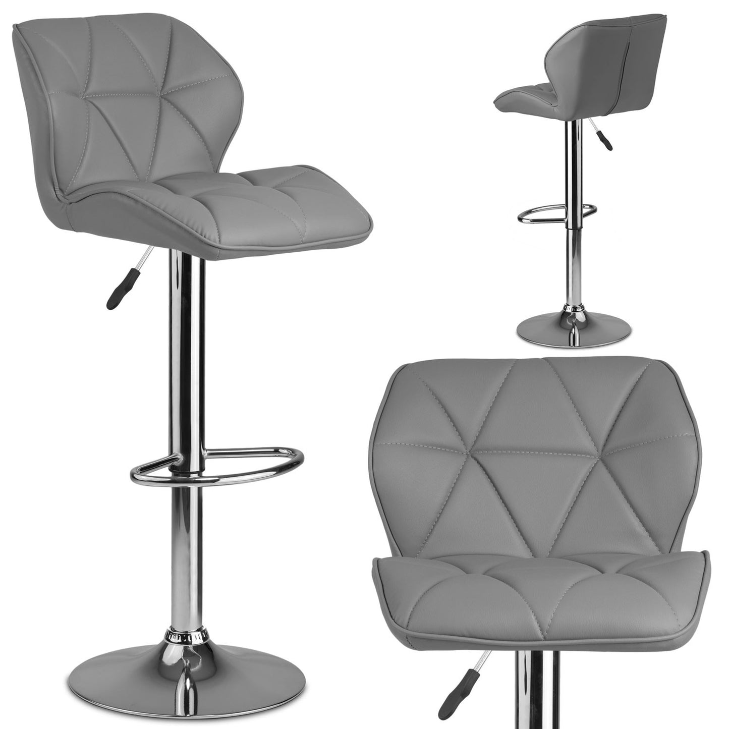 Castel gray bar stool with backrest