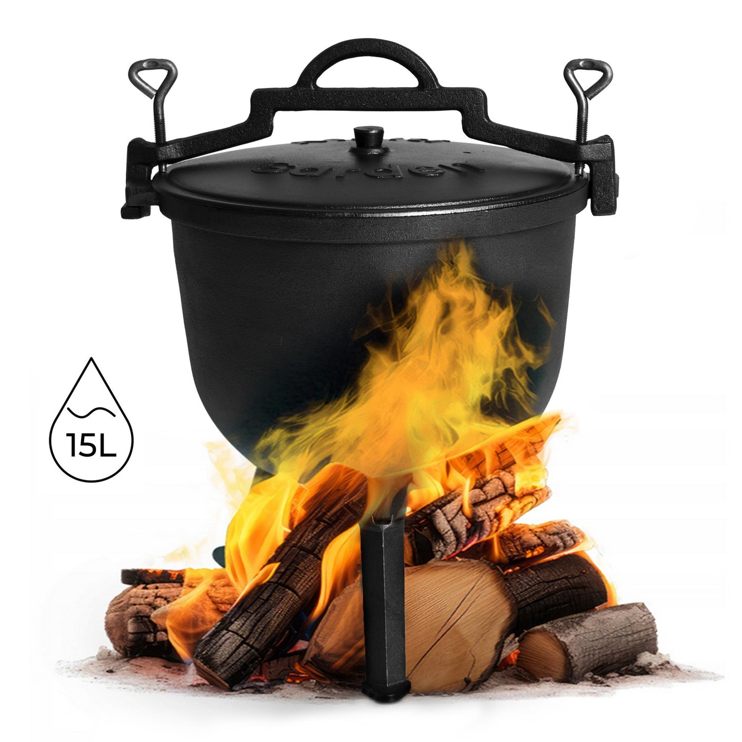 Cast iron cauldron standing 15L, hunting pot, fireplace, MultiGarden grill