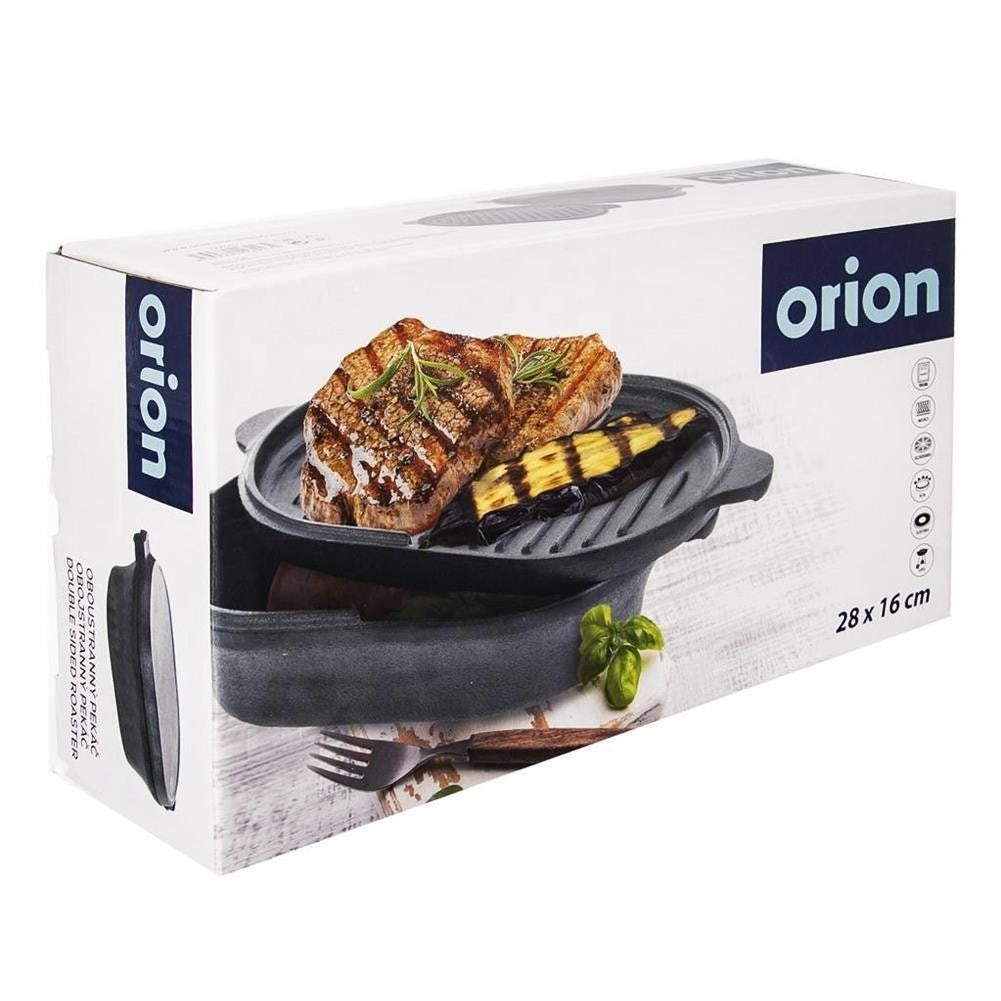Cast iron frying pan with grill pan as lid