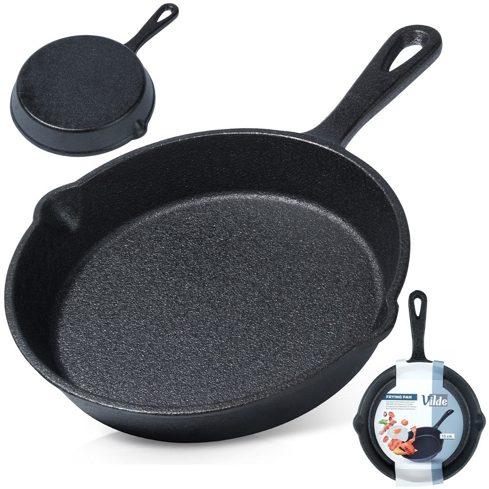Cast iron pan 15 cm with spouts for all heat sources