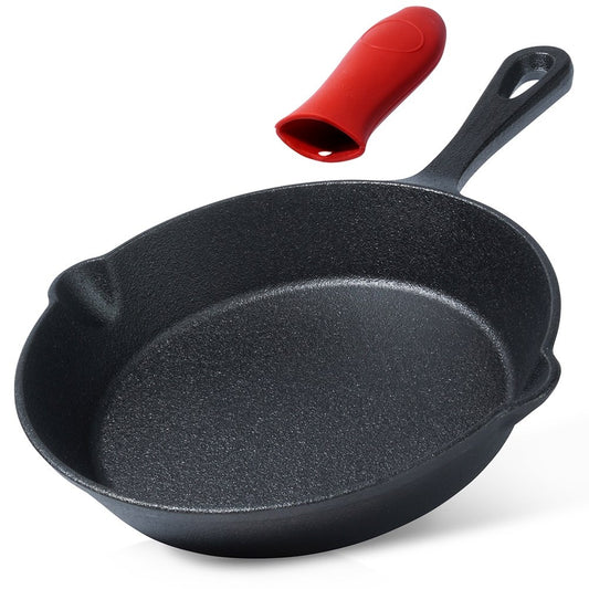 Cast iron pan 20 cm with silicone cover for induction and oven