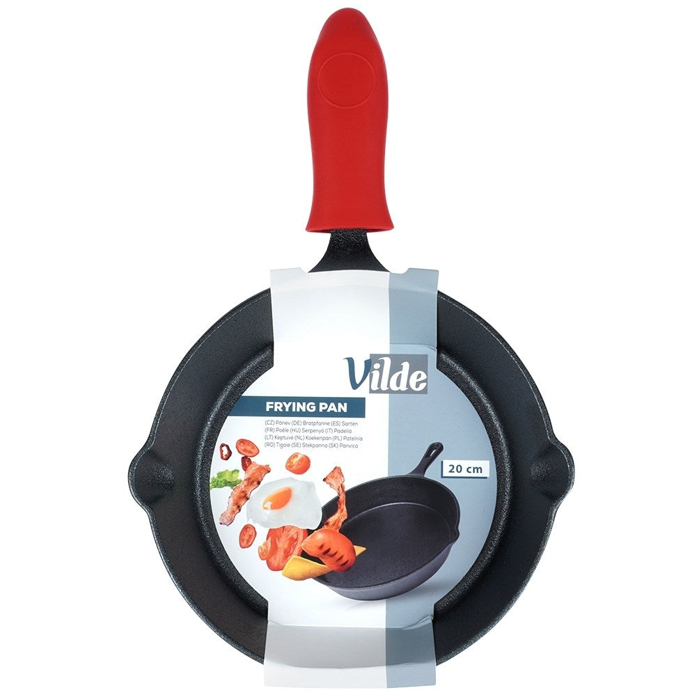 Cast iron pan 20 cm with silicone cover for induction and oven