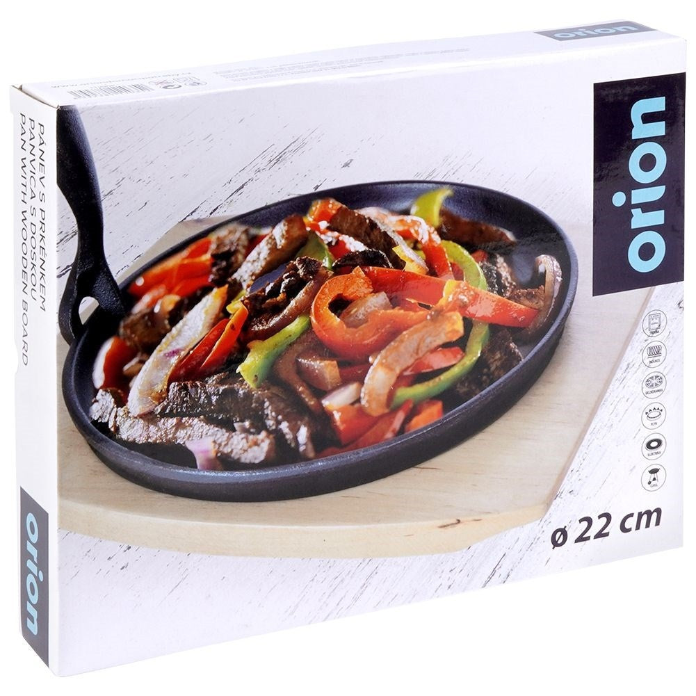 Cast iron pan 22 cm with removable handle and cutting board