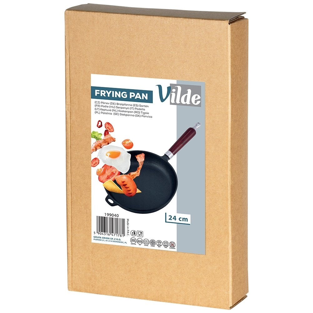 Cast iron pan 24 cm with wooden handle