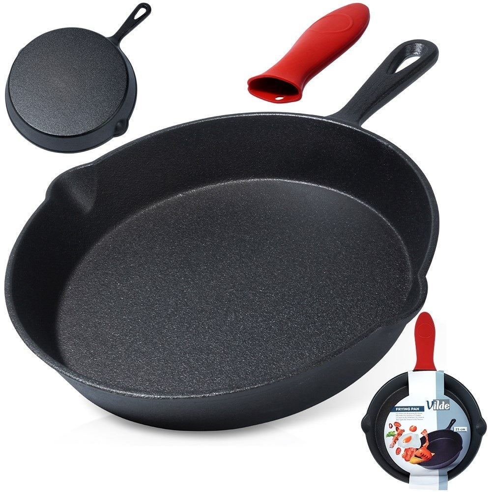 Cast iron pan 25 cm with silicone cover for the handle