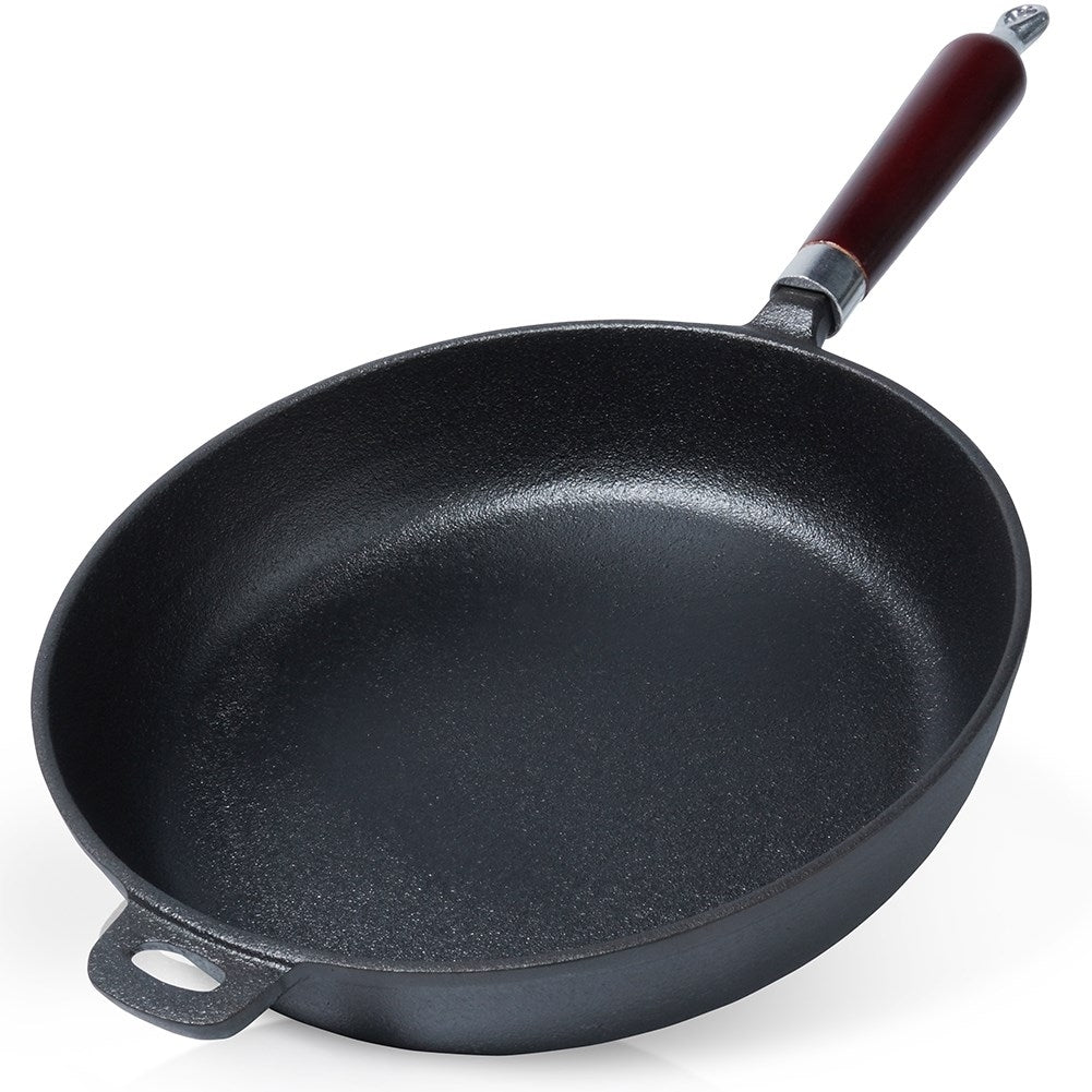 Cast iron pan 28 cm with wooden handle