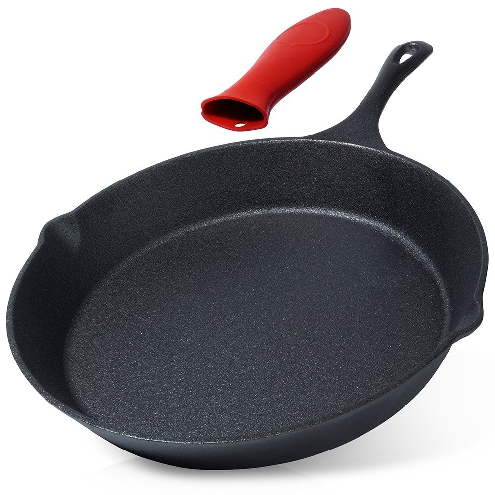 Cast iron pan 30cm with silicone handle, for all heat sources