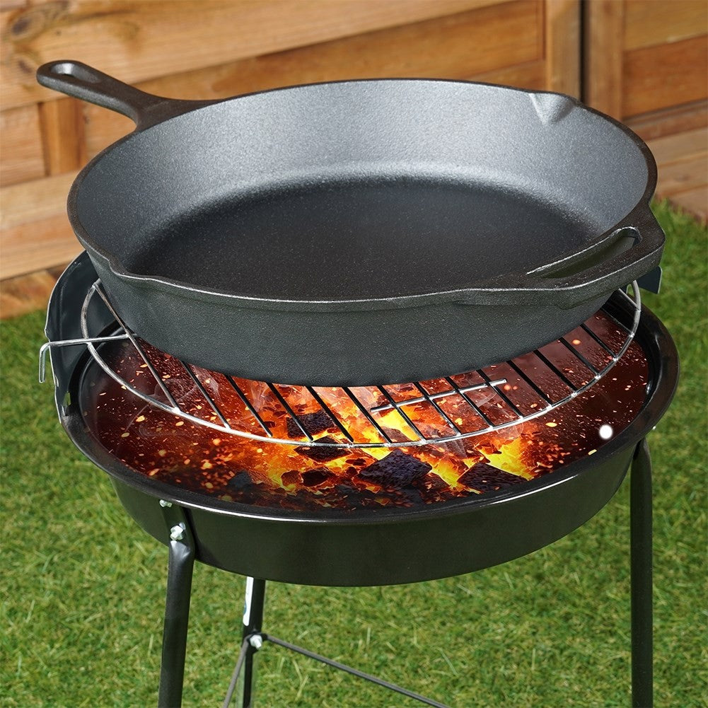Cast iron pan 30 cm with silicone handle for all heat sources