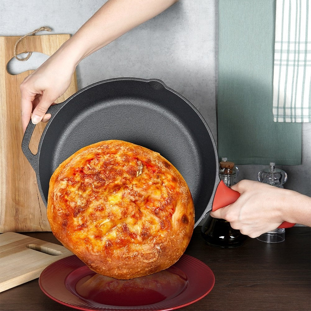 Cast iron pan 30 cm with silicone handle for all heat sources