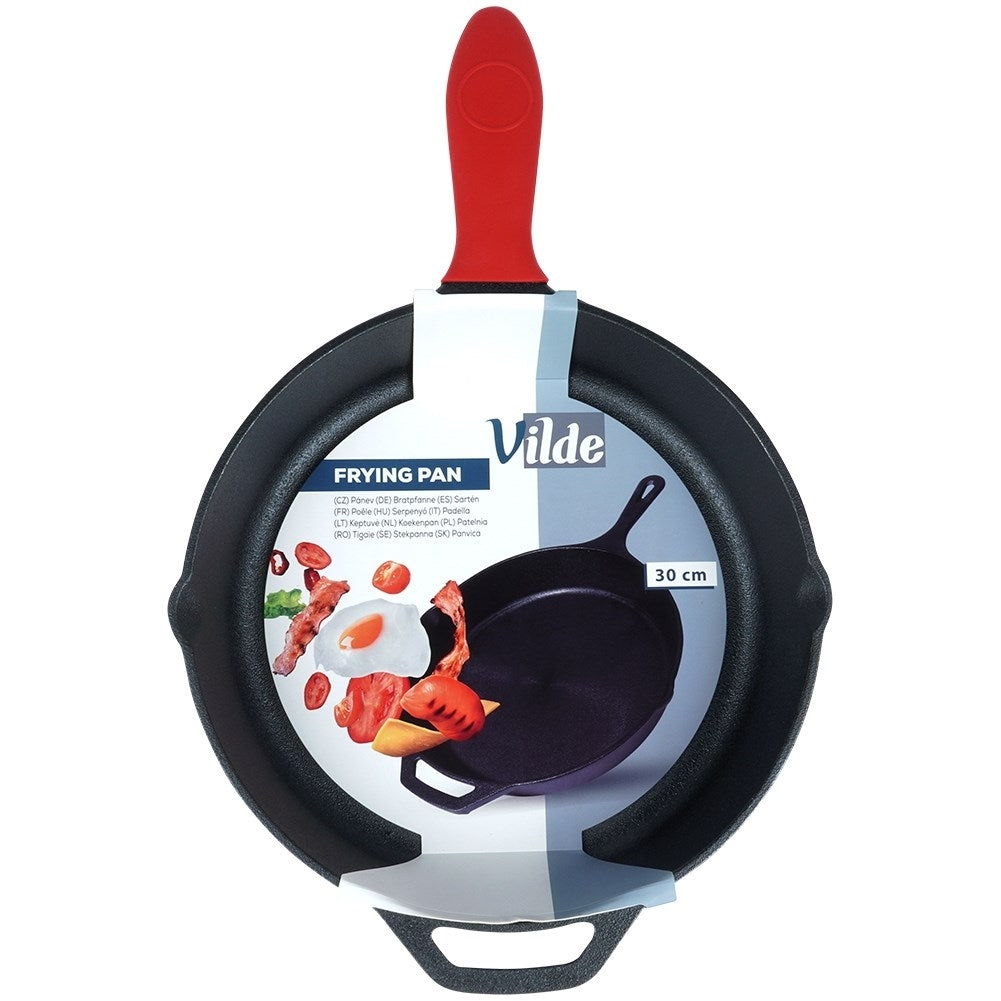 Cast iron pan 30 cm with silicone handle for all heat sources