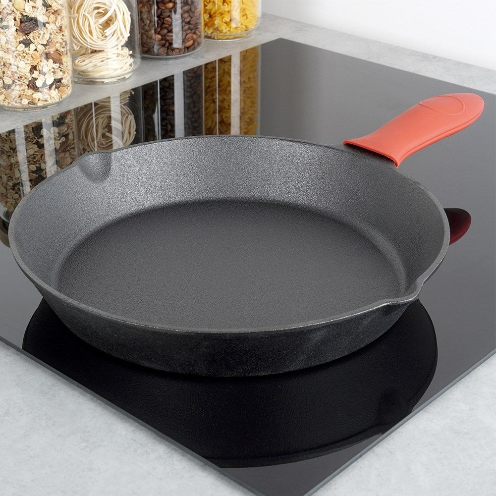 Cast iron pan 30cm with silicone handle, for all heat sources