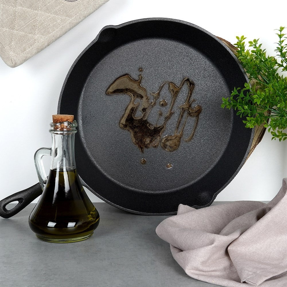 Cast iron pan 30cm with silicone handle, for all heat sources