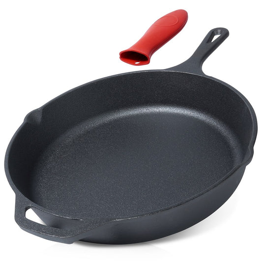 Cast iron pan 30 cm with silicone handle for all heat sources
