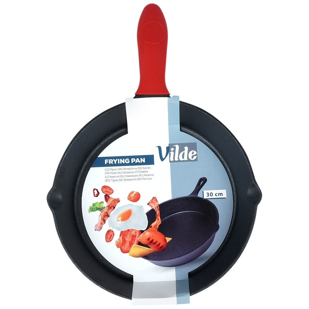 Cast iron pan 30cm with silicone handle, for all heat sources